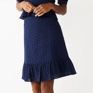NWT Draper James RSVP Size 12 Navy Blue Tiered Skirt!